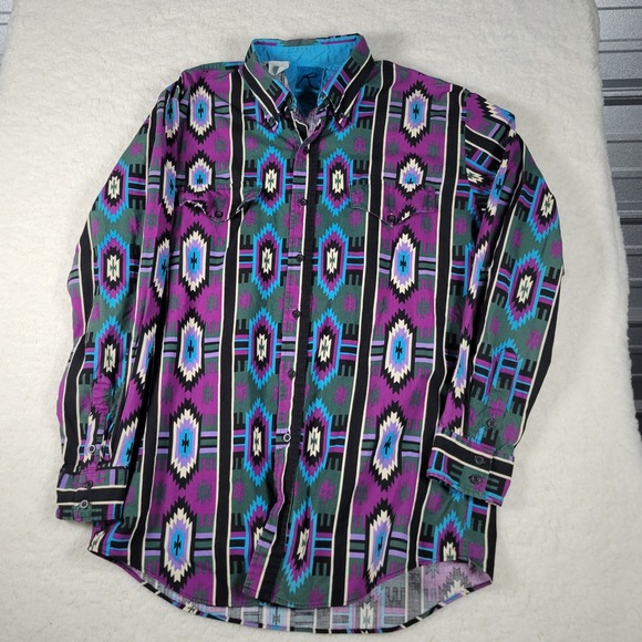 Roper Other - Vintage Roper Mens L Southwestern Geometric Western Button Dwn Shirt Purple Teal